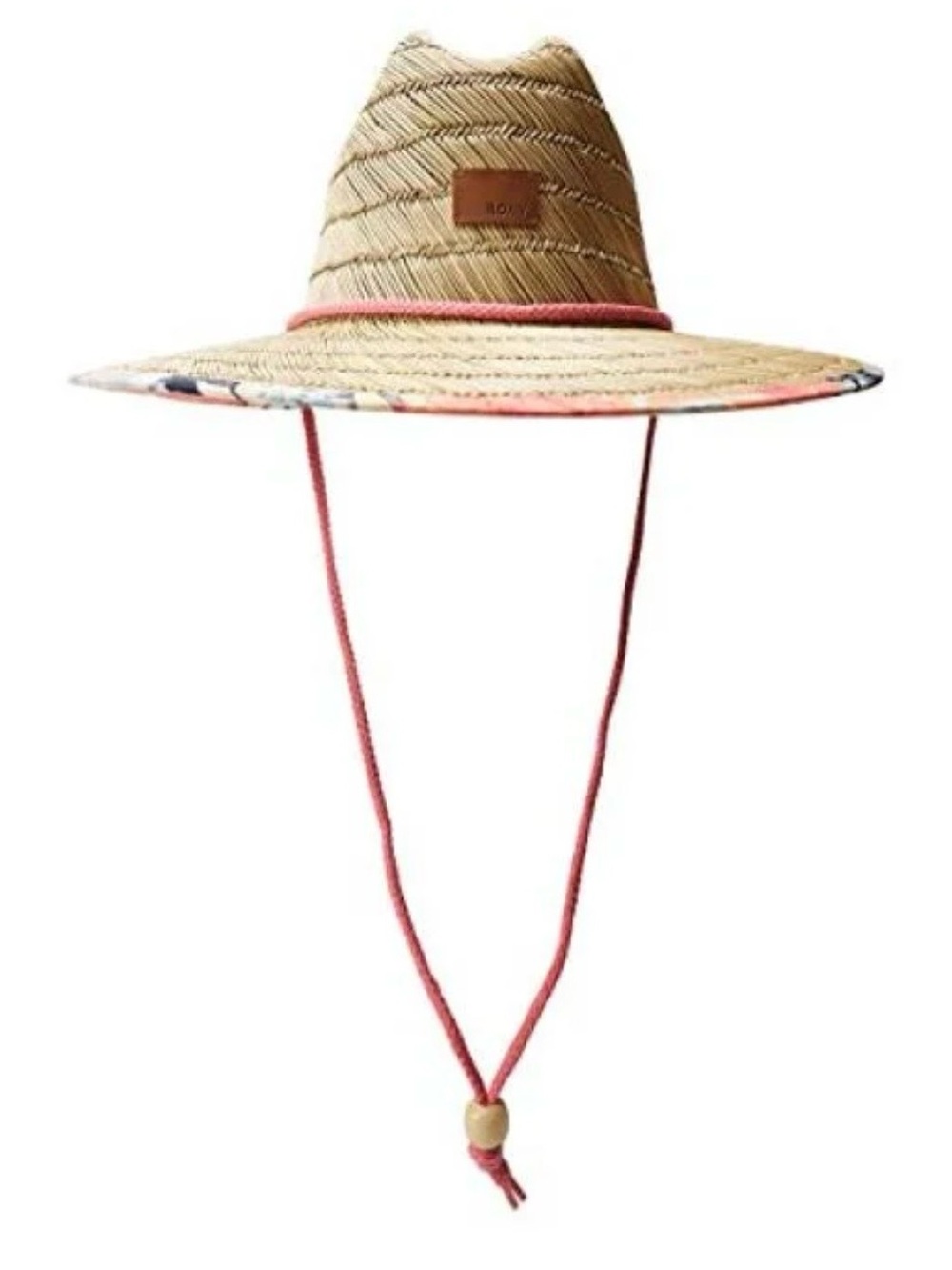 Women's Straw Sun Hat with Pink Trim and Chin Cord
